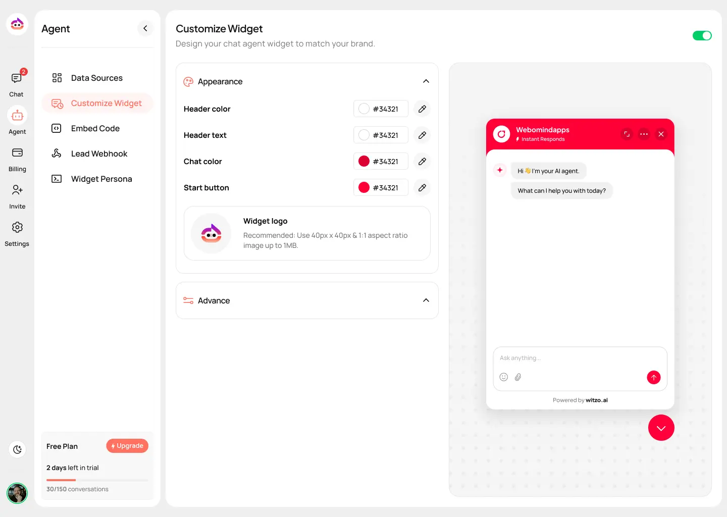 Chat widget